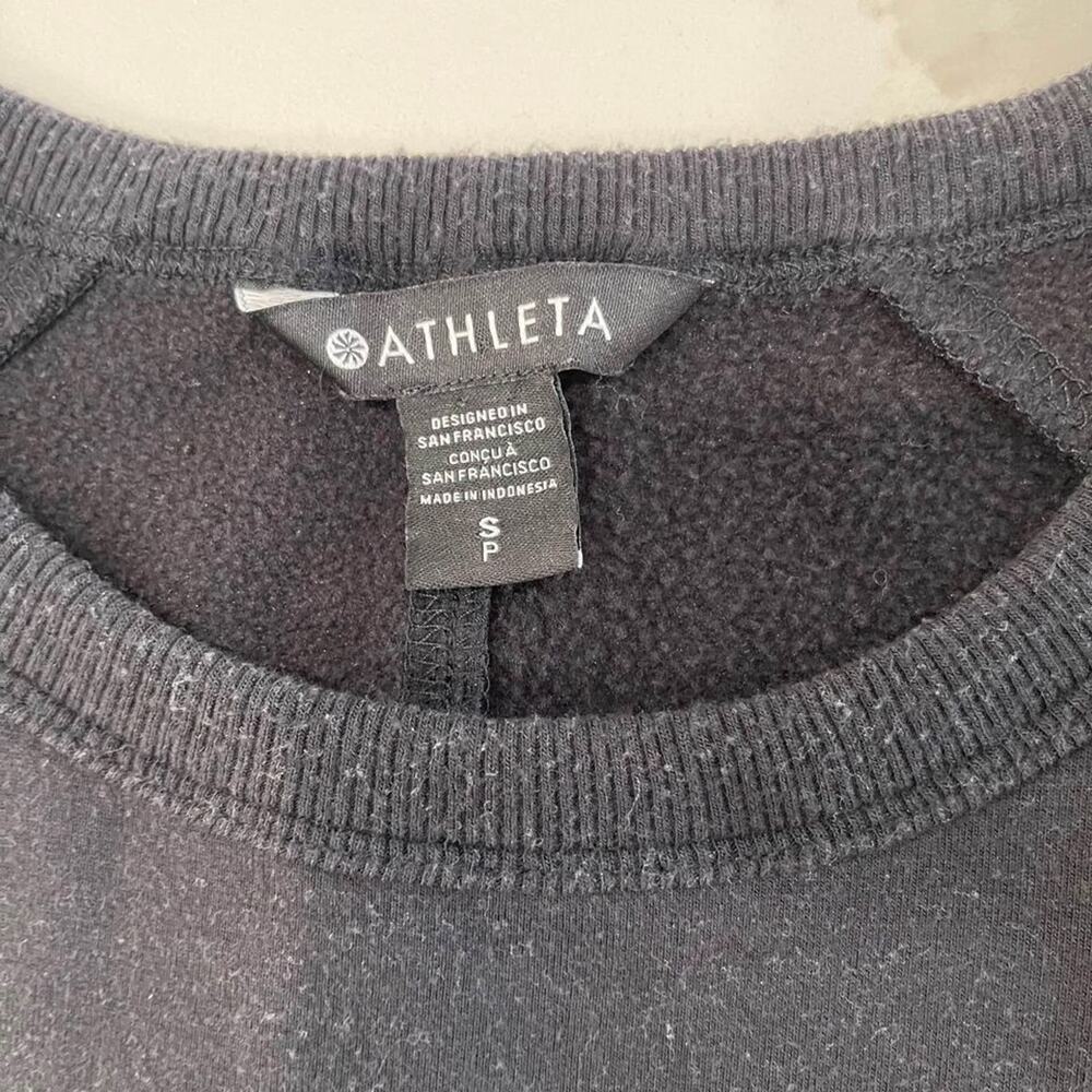 Athleta Coaster Luxe Recover Crewneck Sweatshirt Women's Small Petite Black Cozy - Picture 4 of 9